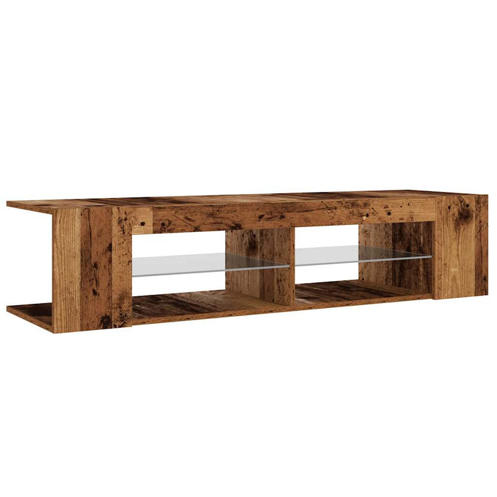 Tv-Bänk Med Led-Lampor Åldrat Trä 135X39X30 Cm Konstruerat Trä