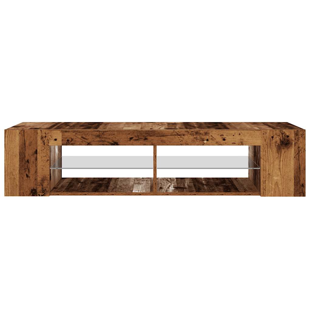 Tv-Bänk Med Led-Lampor Åldrat Trä 135X39X30 Cm Konstruerat Trä