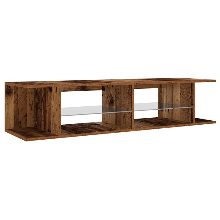 Tv-Bänk Med Led-Lampor Åldrat Trä 135X39X30 Cm Konstruerat Trä