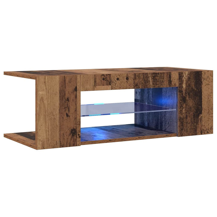 Tv-Bänk Med Led-Lampor Åldrat Trä 90X39X30 Cm Konstruerat Trä