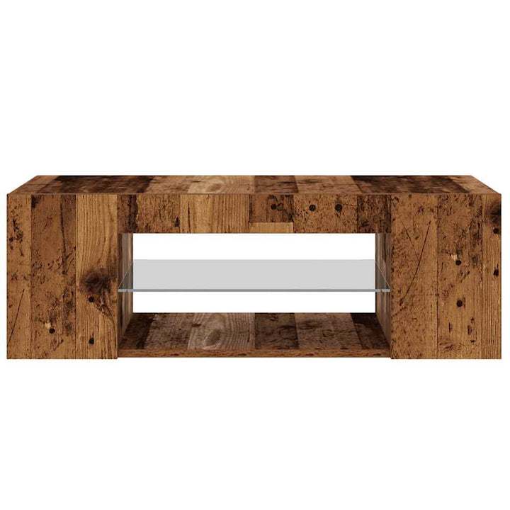 Tv-Bänk Med Led-Lampor Åldrat Trä 90X39X30 Cm Konstruerat Trä