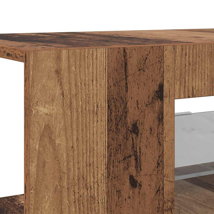 Tv-Bänk Med Led-Lampor Åldrat Trä 90X39X30 Cm Konstruerat Trä