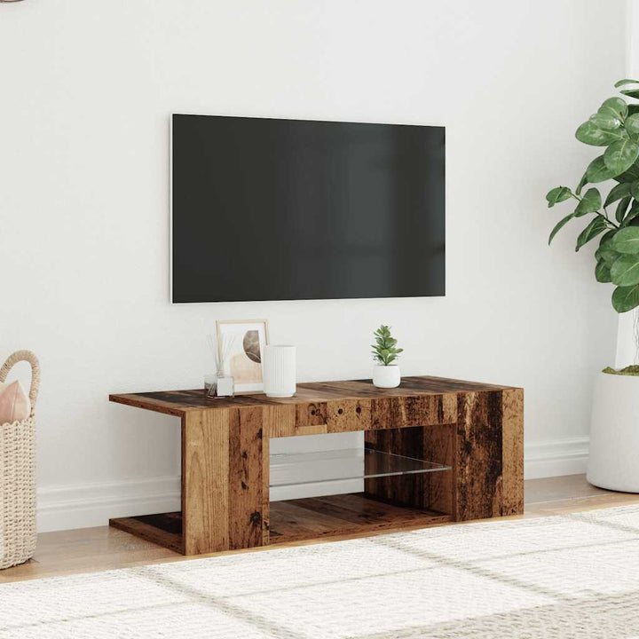 Tv-Bänk Med Led-Lampor 90X39X30 Cm Konstruerat Trä