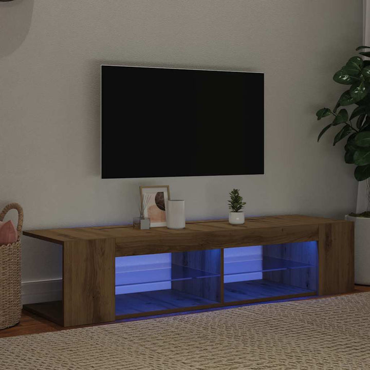 Tv-Bänk Med Led-Lampor 90X39X30 Cm Konstruerat Trä