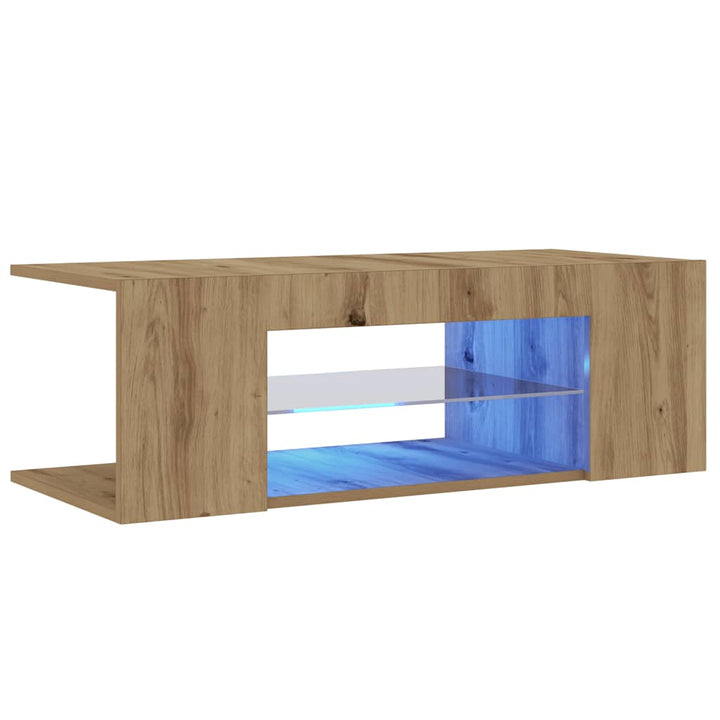 Tv-Bänk Med Led-Lampor 90X39X30 Cm Konstruerat Trä
