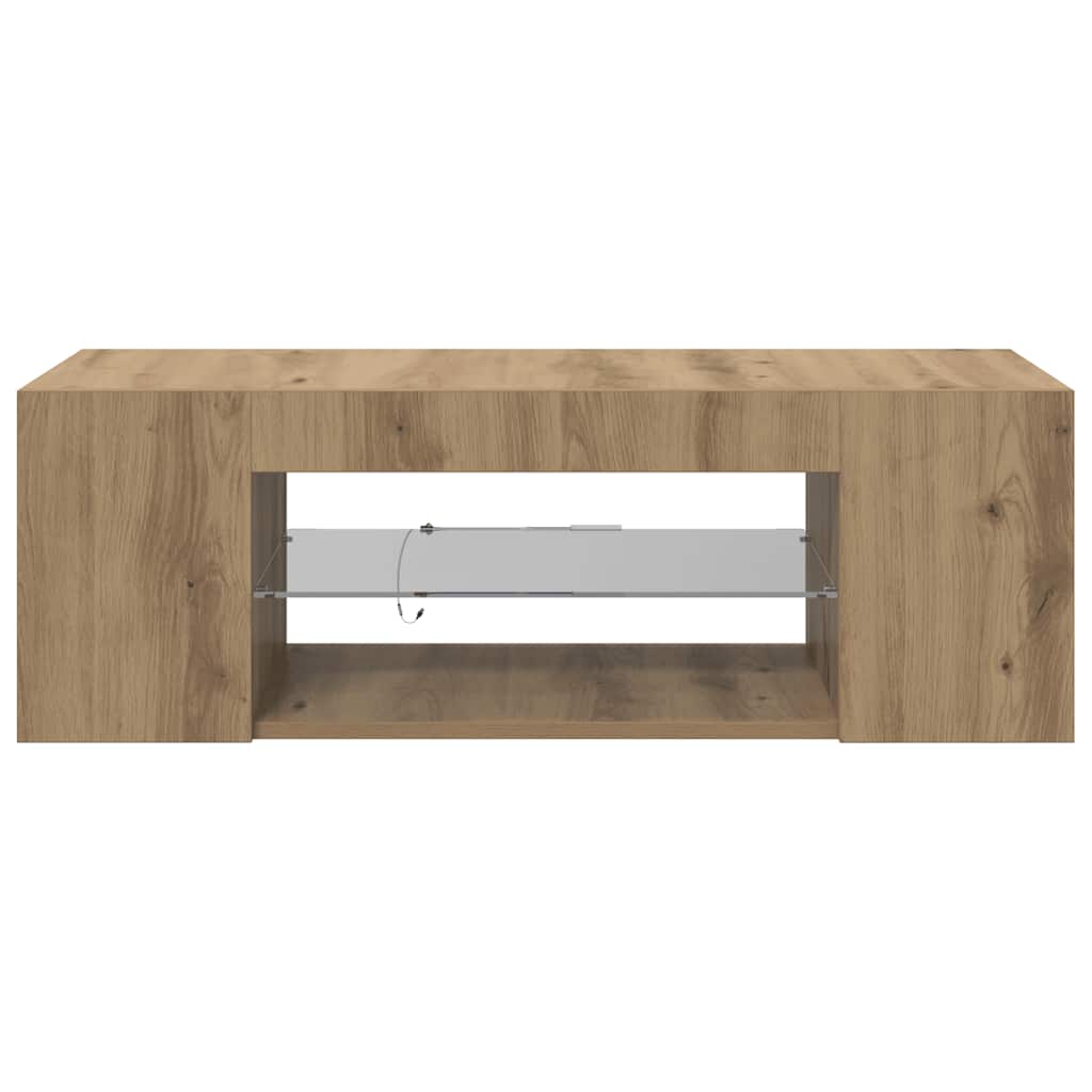 Tv-Bänk Med Led-Lampor 90X39X30 Cm Konstruerat Trä