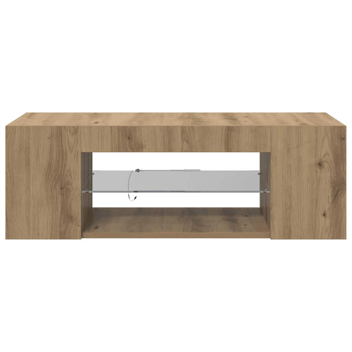 Tv-Bänk Med Led-Lampor 90X39X30 Cm Konstruerat Trä