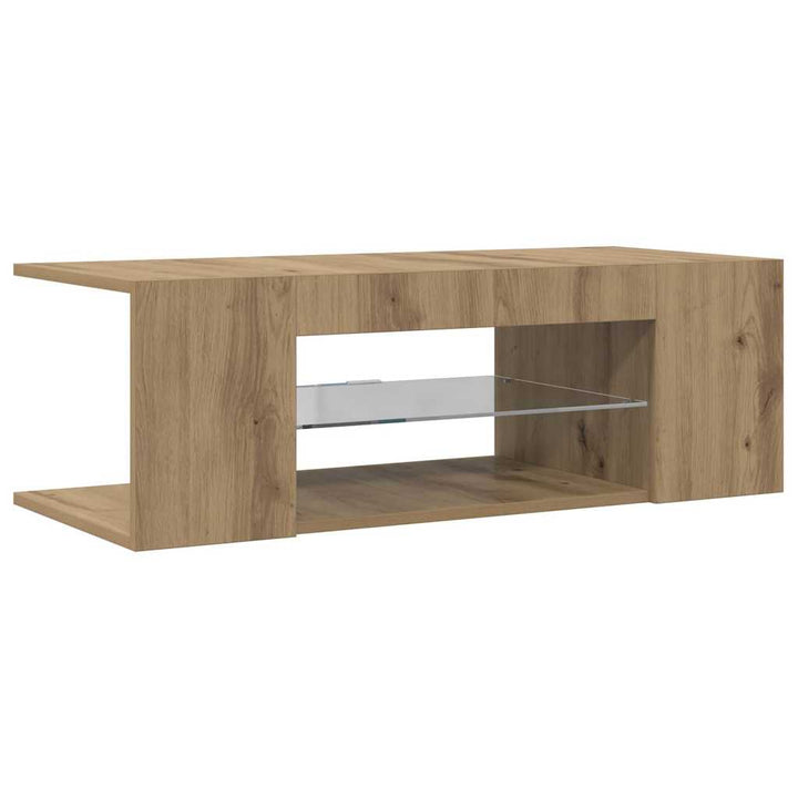 Tv-Bänk Med Led-Lampor 90X39X30 Cm Konstruerat Trä