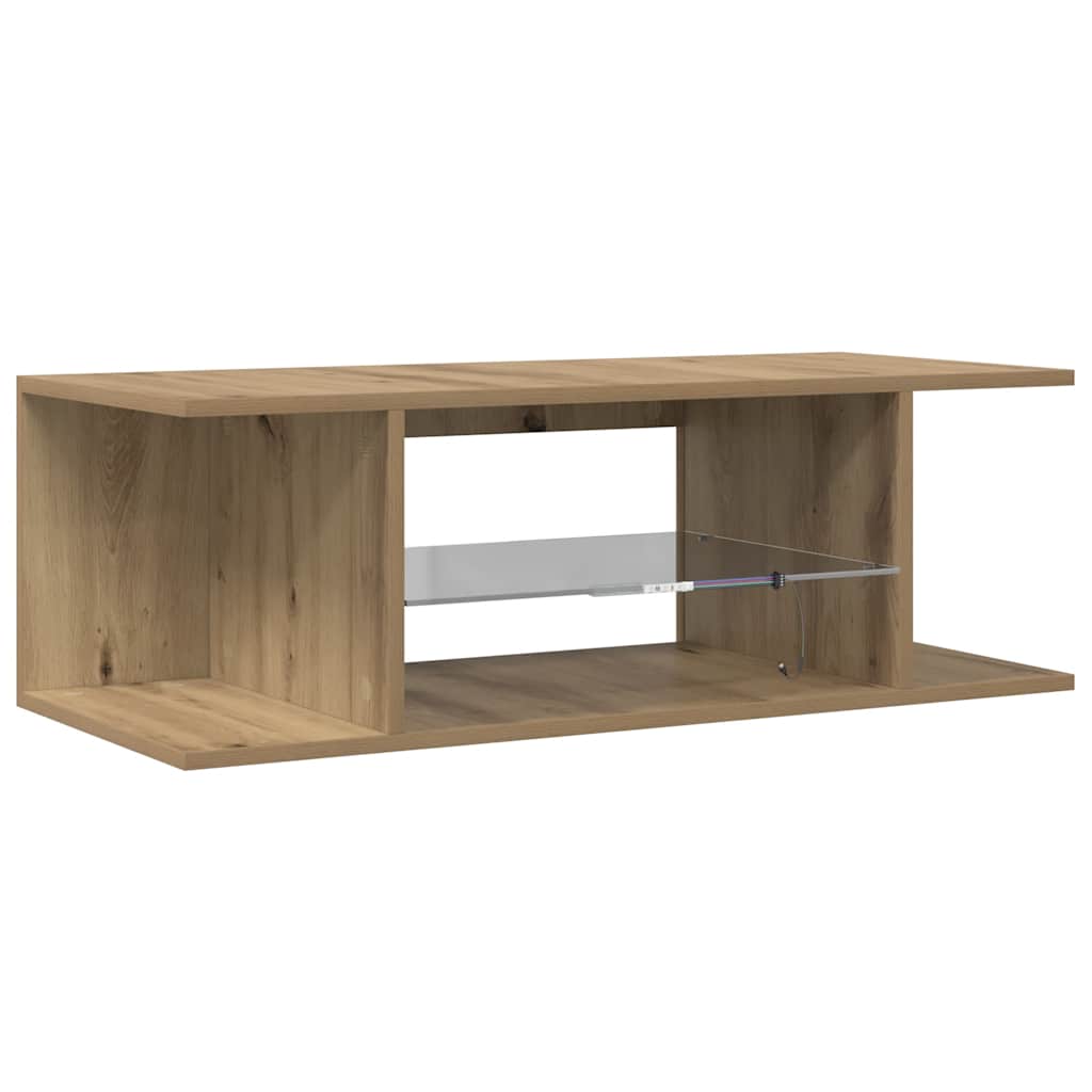 Tv-Bänk Med Led-Lampor 90X39X30 Cm Konstruerat Trä