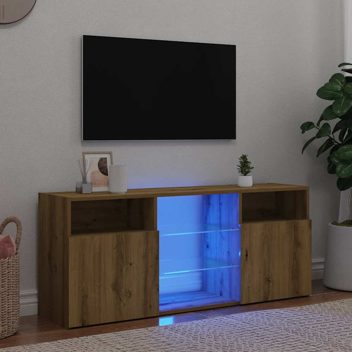 Tv-Bänk Med Led-Lampor 120X30X50 Cm Konstruerat Trä