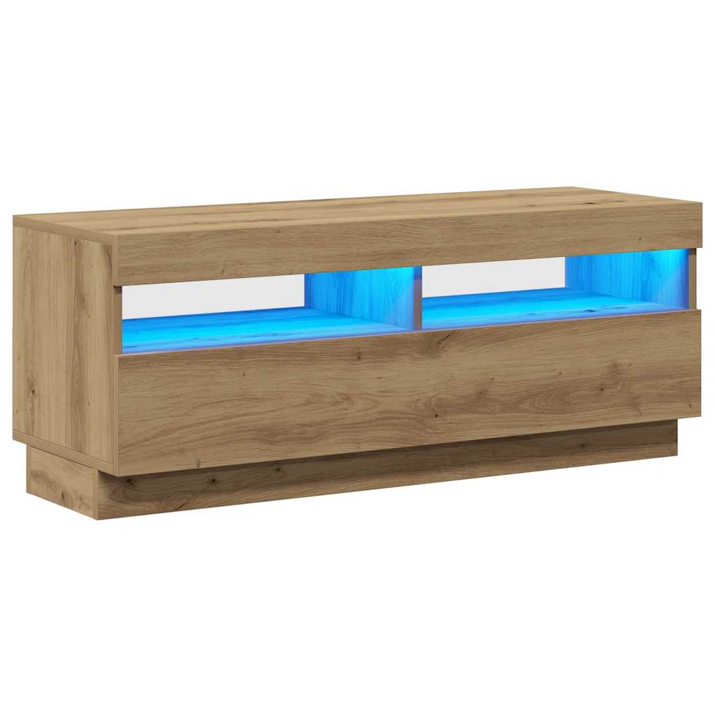 Tv-Bänk Med Led-Lampor 100X35X40 Cm Konstruerat Trä