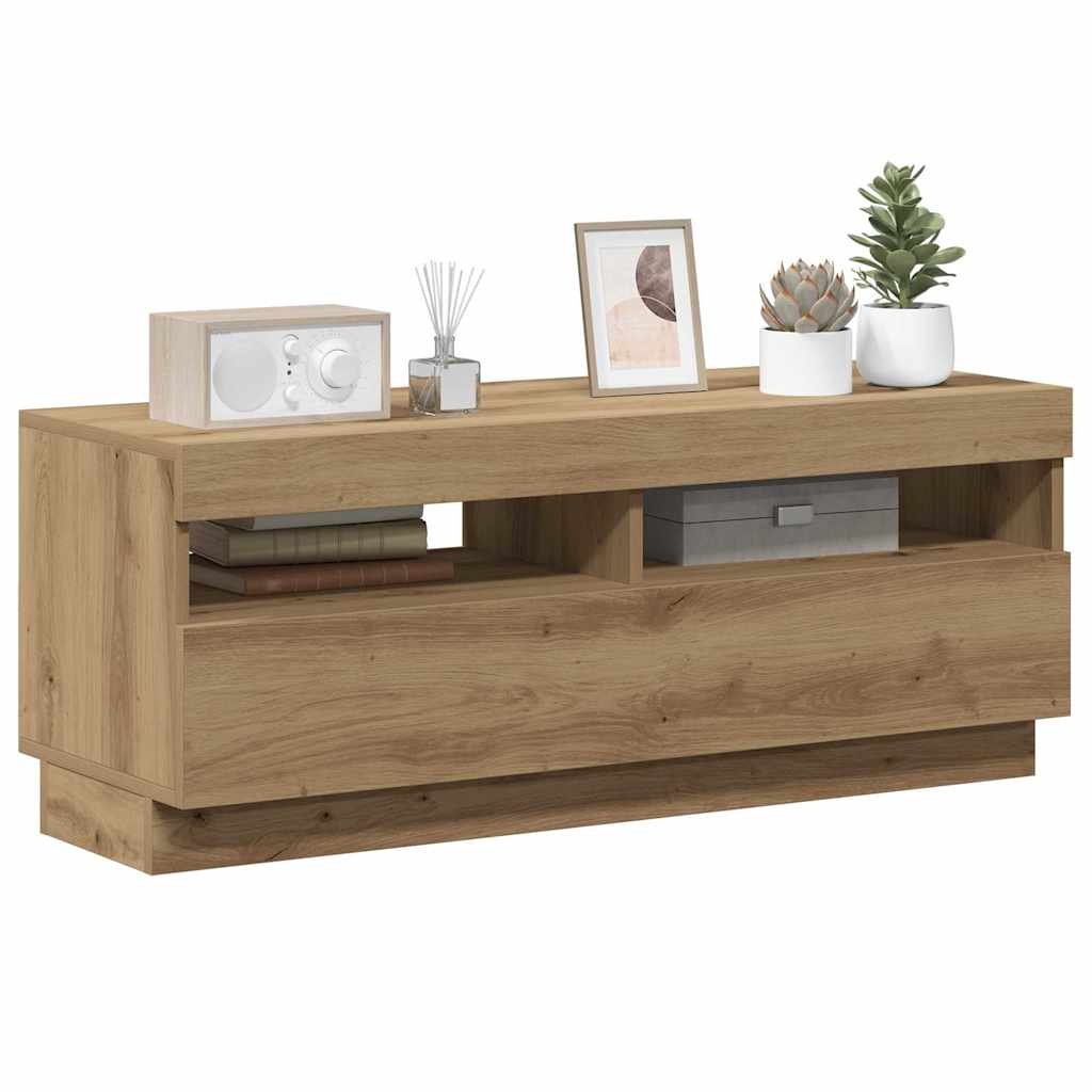 Tv-Bänk Med Led-Lampor 100X35X40 Cm Konstruerat Trä