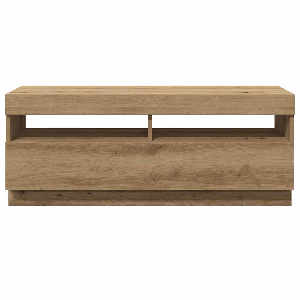 Tv-Bänk Med Led-Lampor 100X35X40 Cm Konstruerat Trä