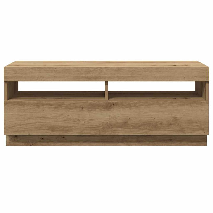 Tv-Bänk Med Led-Lampor 100X35X40 Cm Konstruerat Trä