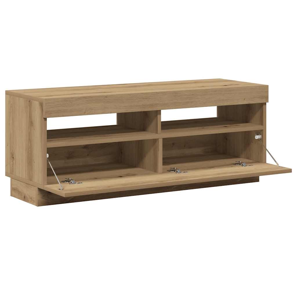 Tv-Bänk Med Led-Lampor 100X35X40 Cm Konstruerat Trä