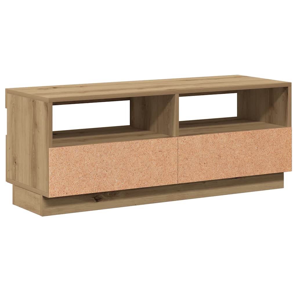 Tv-Bänk Med Led-Lampor 100X35X40 Cm Konstruerat Trä