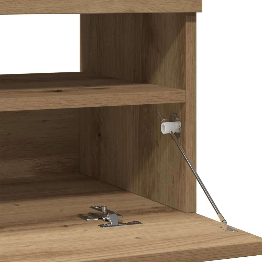 Tv-Bänk Med Led-Lampor 100X35X40 Cm Konstruerat Trä