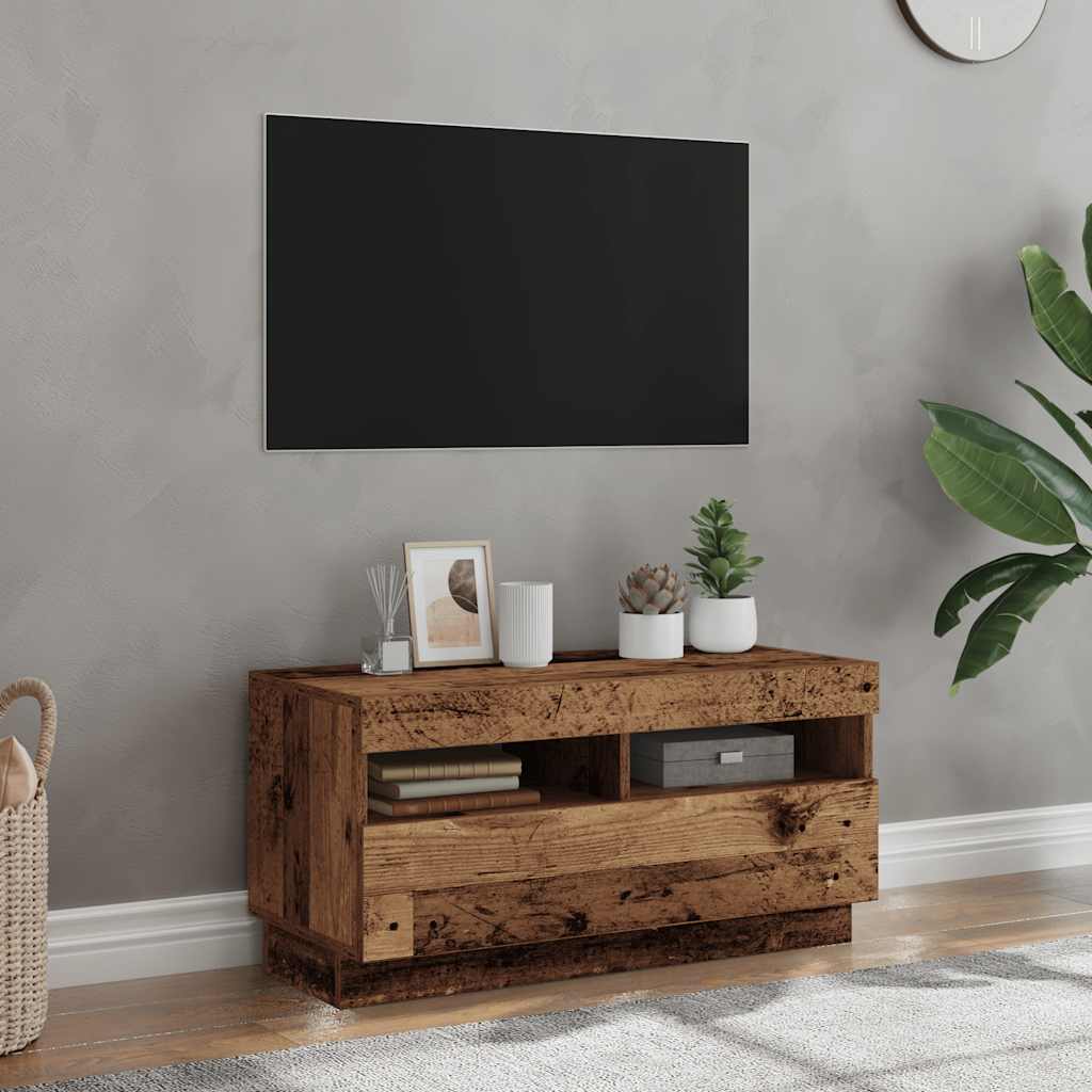 Tv-Bänk Med Led-Lampor 100X35X40 Cm Konstruerat Trä