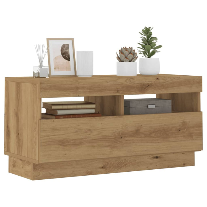 Tv-Bänk Med Led-Lampor 100X35X40 Cm Konstruerat Trä