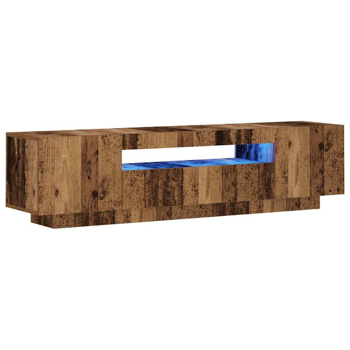 Tv-Bänk Med Led-Lampor Åldrat Trä 160X35X40 Cm Konstruerat Trä
