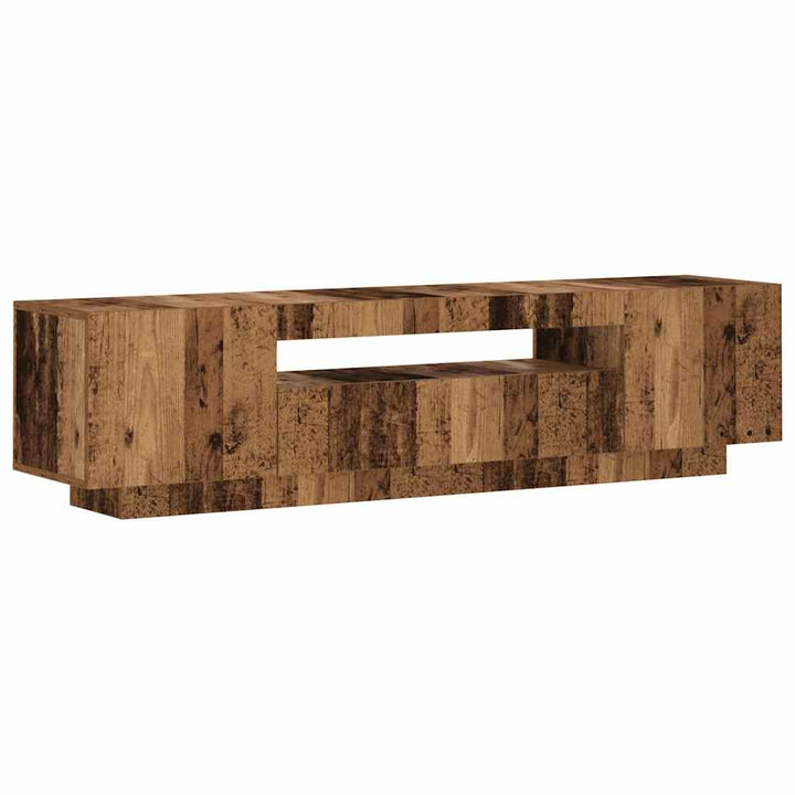 Tv-Bänk Med Led-Lampor Åldrat Trä 160X35X40 Cm Konstruerat Trä