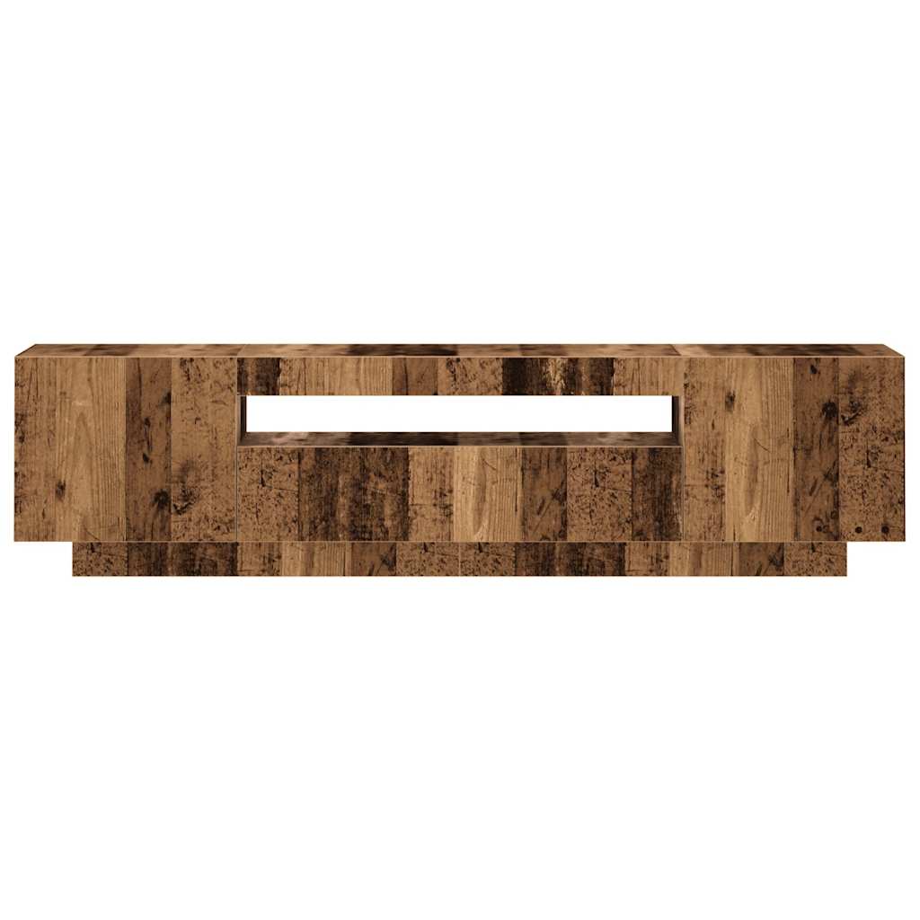 Tv-Bänk Med Led-Lampor Åldrat Trä 160X35X40 Cm Konstruerat Trä