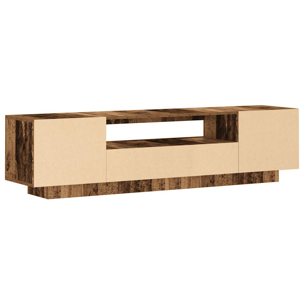 Tv-Bänk Med Led-Lampor Åldrat Trä 160X35X40 Cm Konstruerat Trä