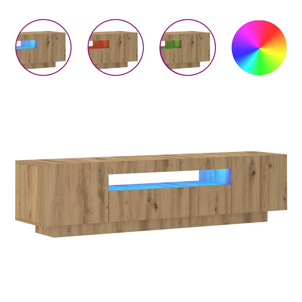 Tv-Bänk Med Led-Lampor 160X35X40 Cm Konstruerat Trä