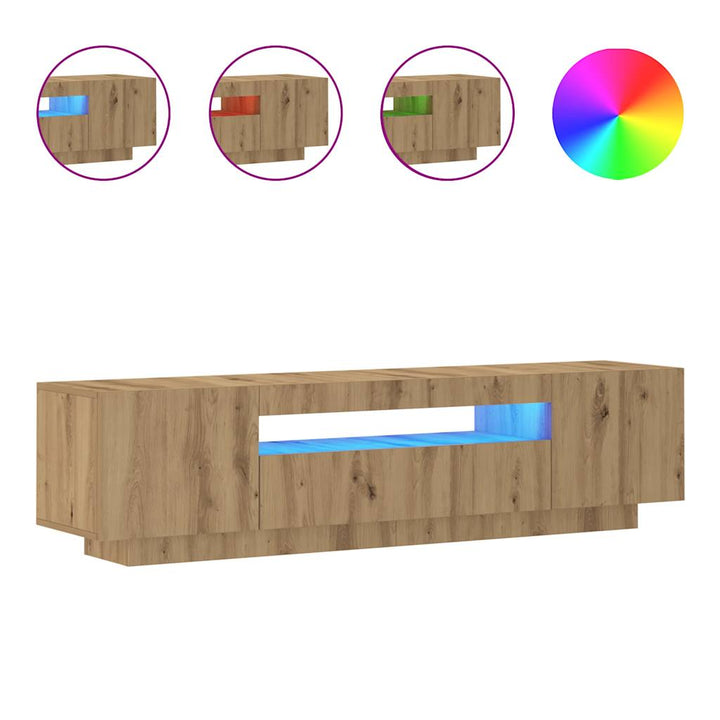 Tv-Bänk Med Led-Lampor 160X35X40 Cm Konstruerat Trä