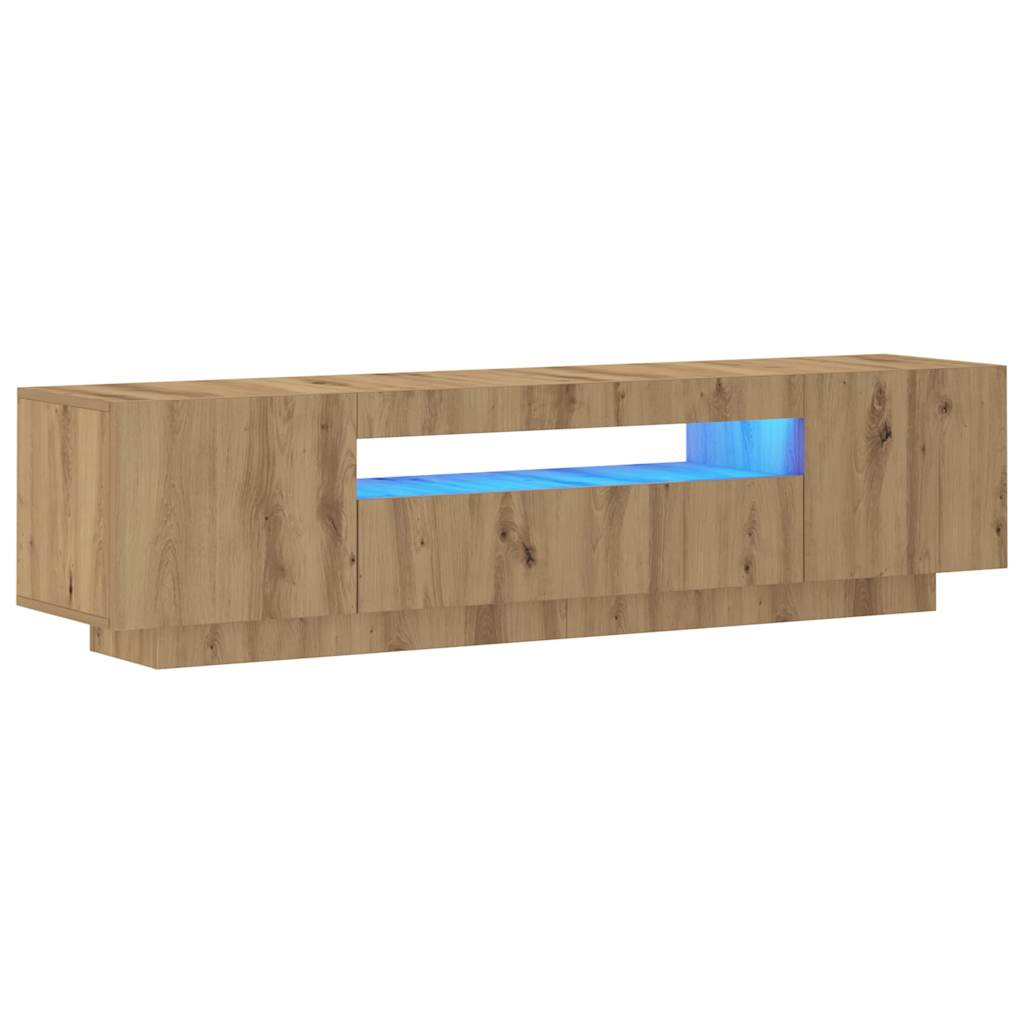 Tv-Bänk Med Led-Lampor 160X35X40 Cm Konstruerat Trä