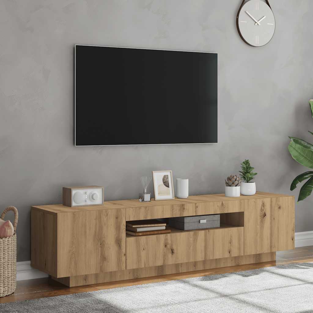 Tv-Bänk Med Led-Lampor 160X35X40 Cm Konstruerat Trä