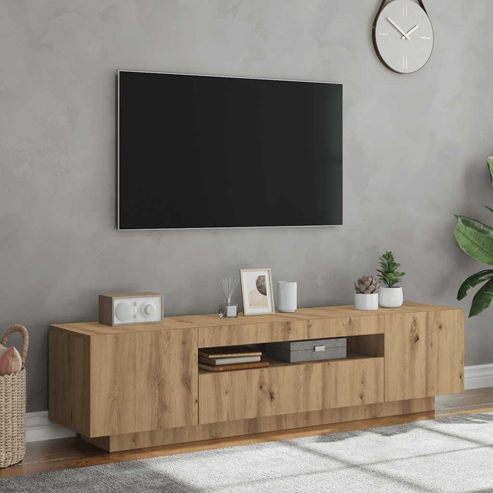 Tv-Bänk Med Led-Lampor 160X35X40 Cm Konstruerat Trä
