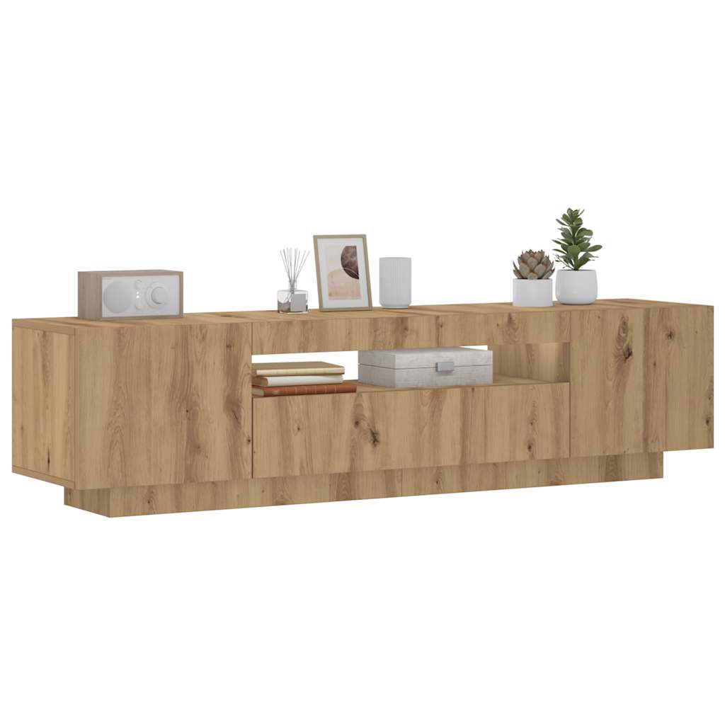 Tv-Bänk Med Led-Lampor 160X35X40 Cm Konstruerat Trä