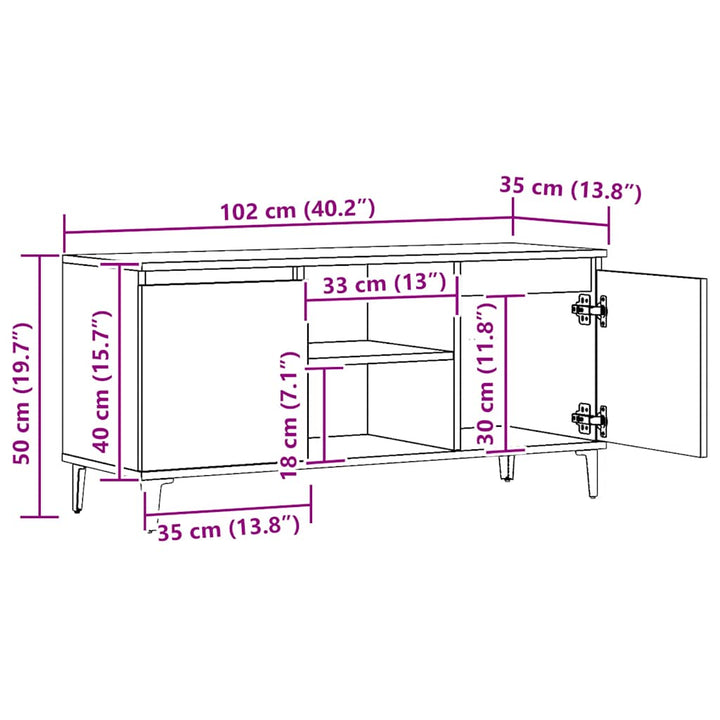 Tv-Bänk 102X35X50 Cm Konstruerat Trä