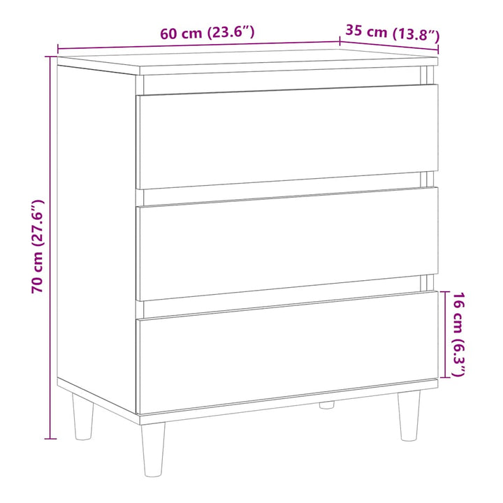 Byrå Ek 60X35X70 Cm Konstruerat Trä