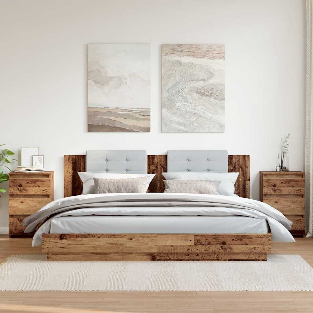 Sängbord Åldrat Trä 40X35X62,5 Cm Konstruerat Trä