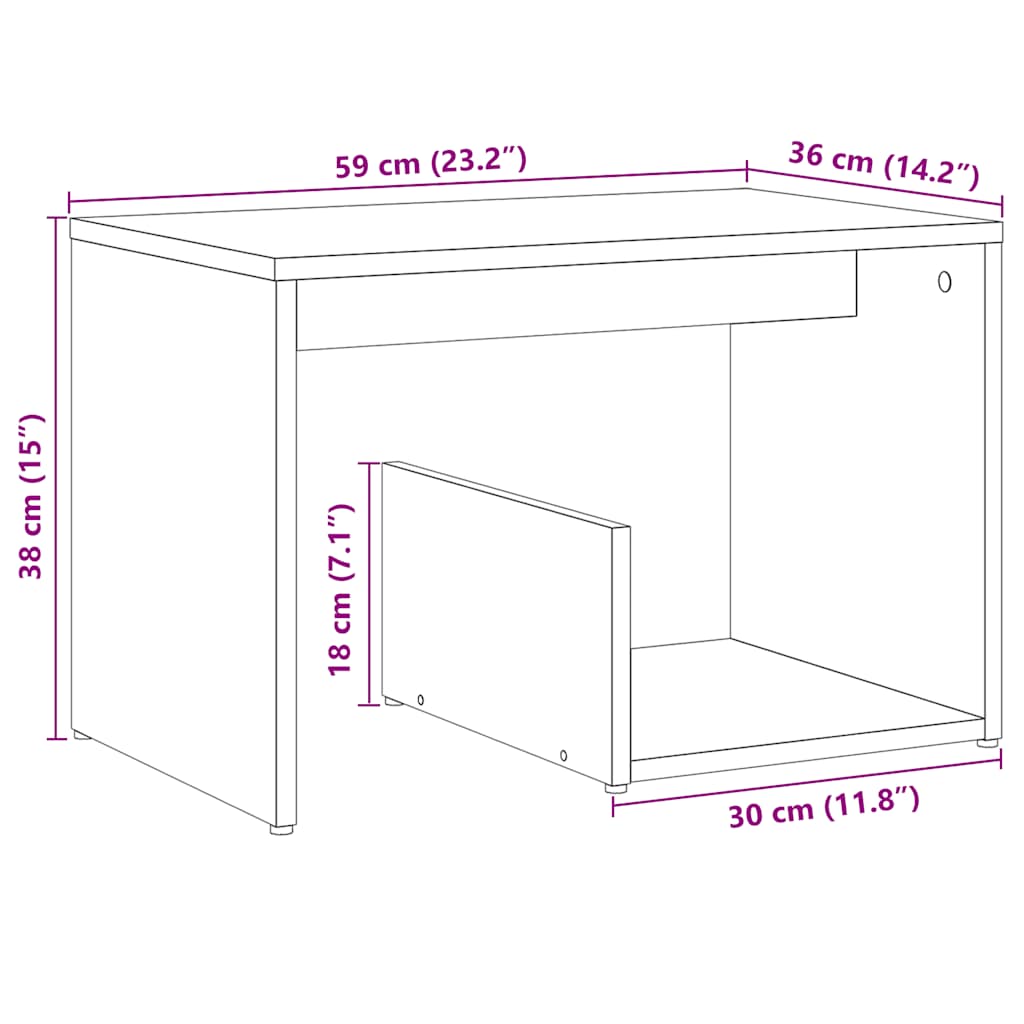 Sidobord 59X36X38 Cm Konstruerat Trä