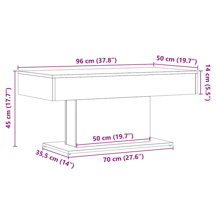 Soffbord Hantverksmässig Ek 96X50X45 Cm Konstruerat Trä