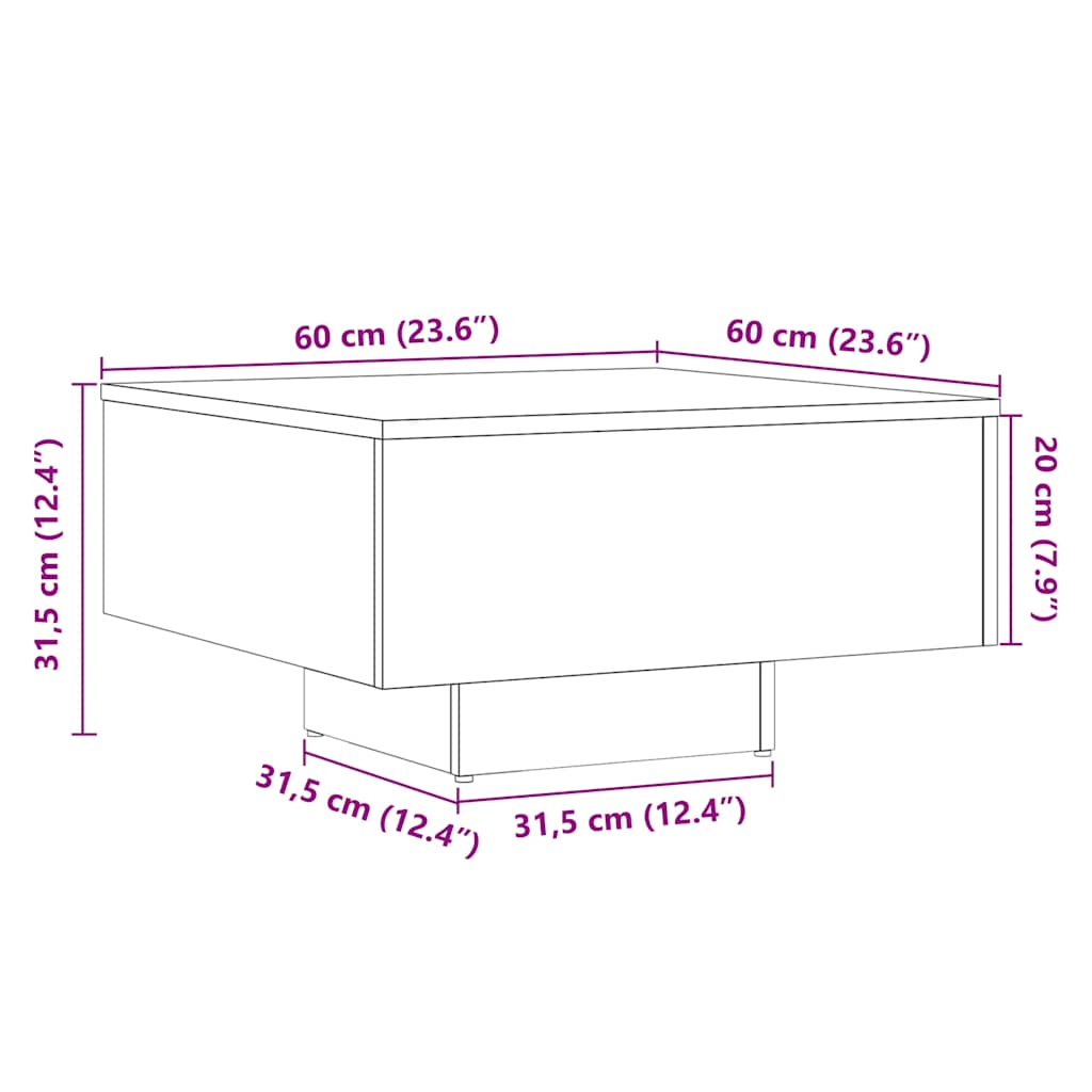 Soffbord 60X60X31,5 Cm Konstruerat Trä