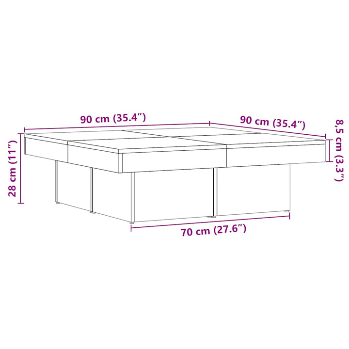 Soffbord Åldrat Trä 90X90X28 Cm Konstruerat Trä