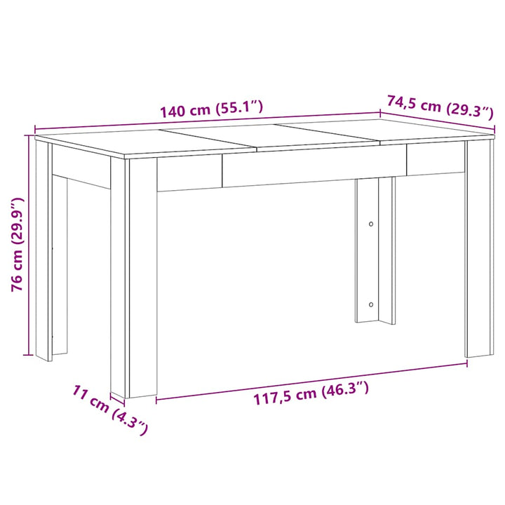 Matbord 140X74,5X76 Cm Konstruerat Trä