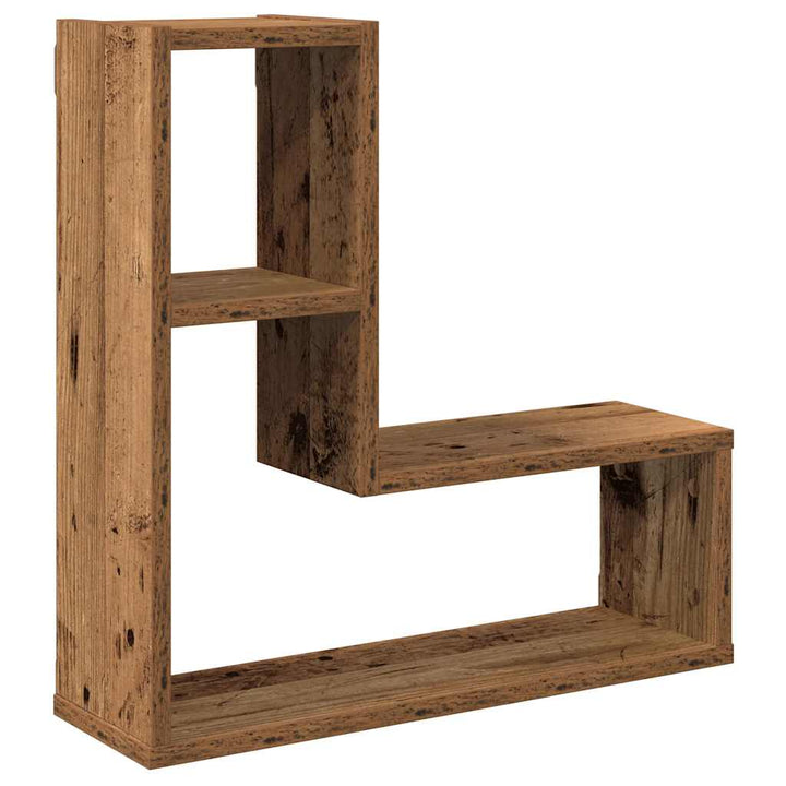Vägghylla Kubformad 2 St Åldrat Trä 50X15X50 Cm Konstruerat Trä