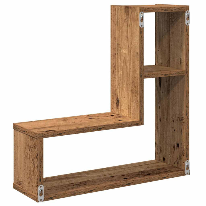 Vägghylla Kubformad 2 St Åldrat Trä 50X15X50 Cm Konstruerat Trä
