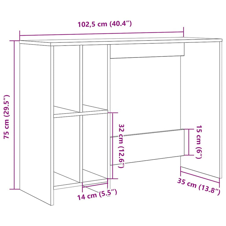 Skrivbord 102,5X35X75 Cm Konstruerat Trä