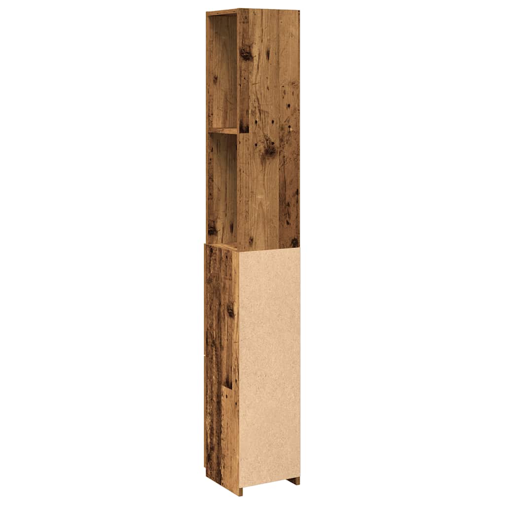 Badrumsskåp Åldrat Trä 25X25X170 Cm Konstruerat Trä