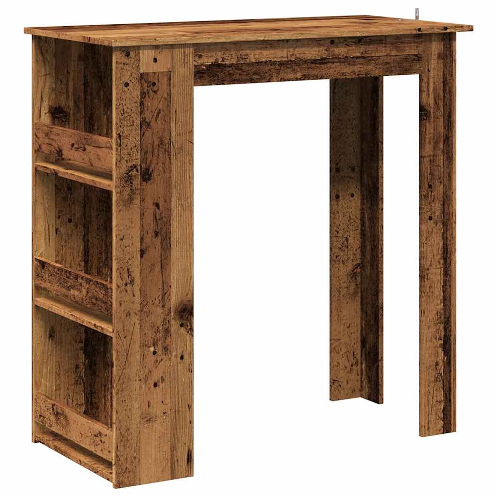 Barbord Med Förvaringshyllor Åldrat Trä 102X50X103,5 Cm