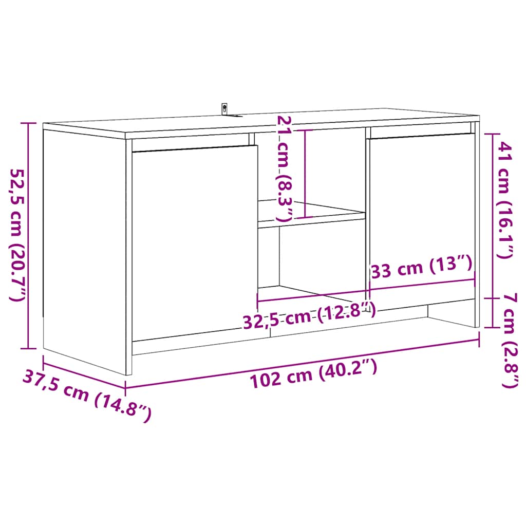 Tv-Bänk 102X37,5X52,5 Cm Konstruerat Trä