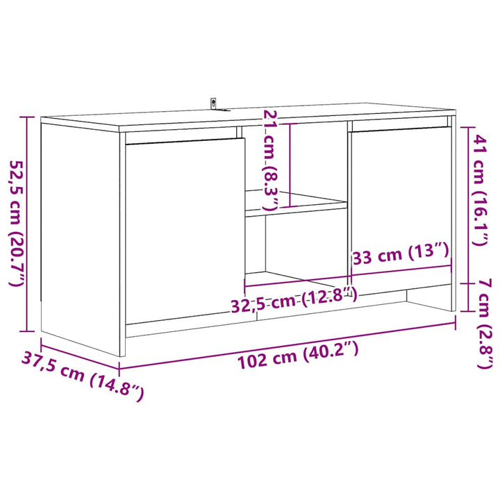 Tv-Bänk 102X37,5X52,5 Cm Konstruerat Trä