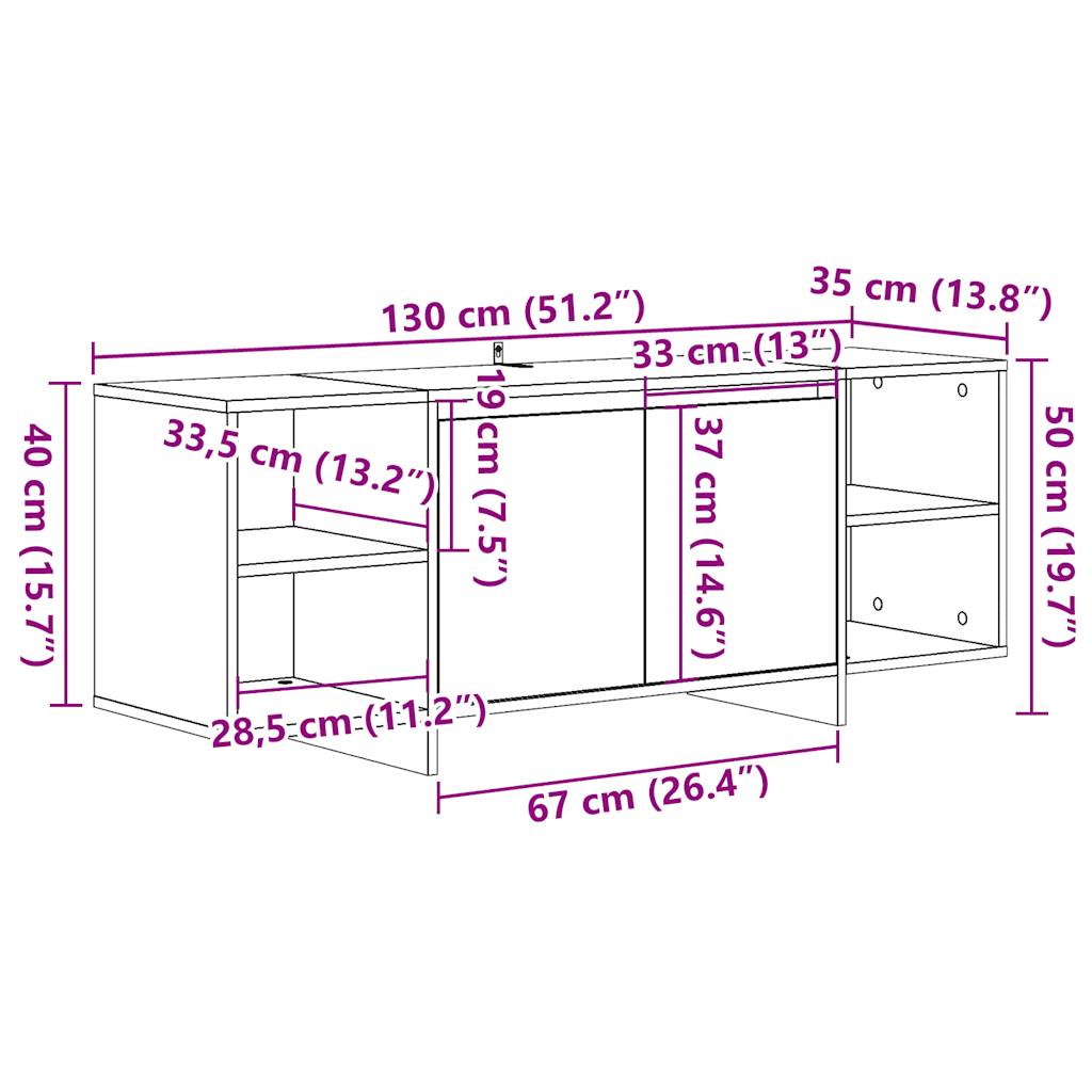 Tv-Bänk Åldrat Trä 130X35X50 Cm Konstruerat Trä