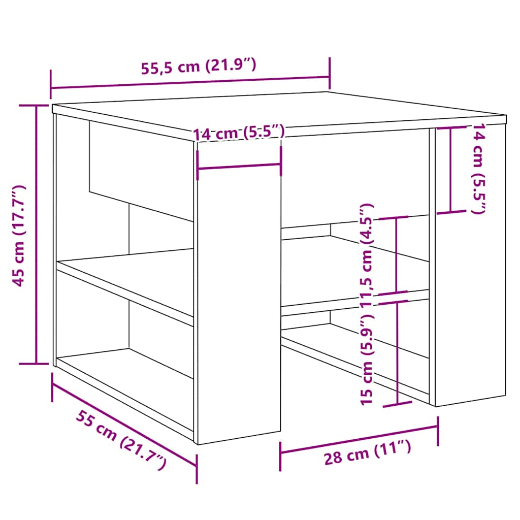 Soffbord 55,5X55X45 Cm Konstruerat Trä
